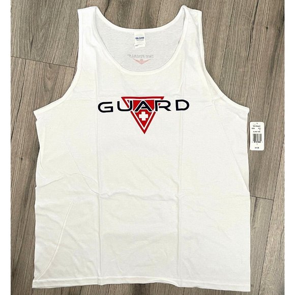 Gildan Other - The Finals Tank Top White Red Guard Lifeguard 100% Ultra Cotton Gildan M or L